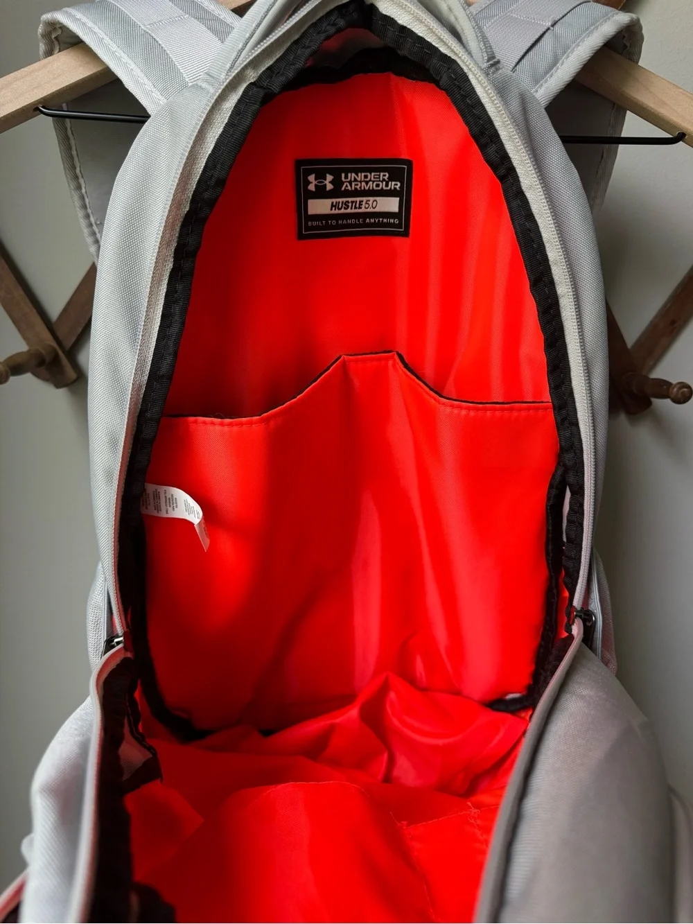 Under Armour Gray & Orange Hustle 5.0 Backpack